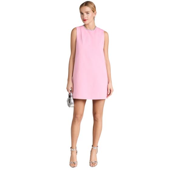 Area Crystal Embellished Heart Cut-Out Back Mini Dress Sleeveless Powder Pink M - Picture 3 of 10